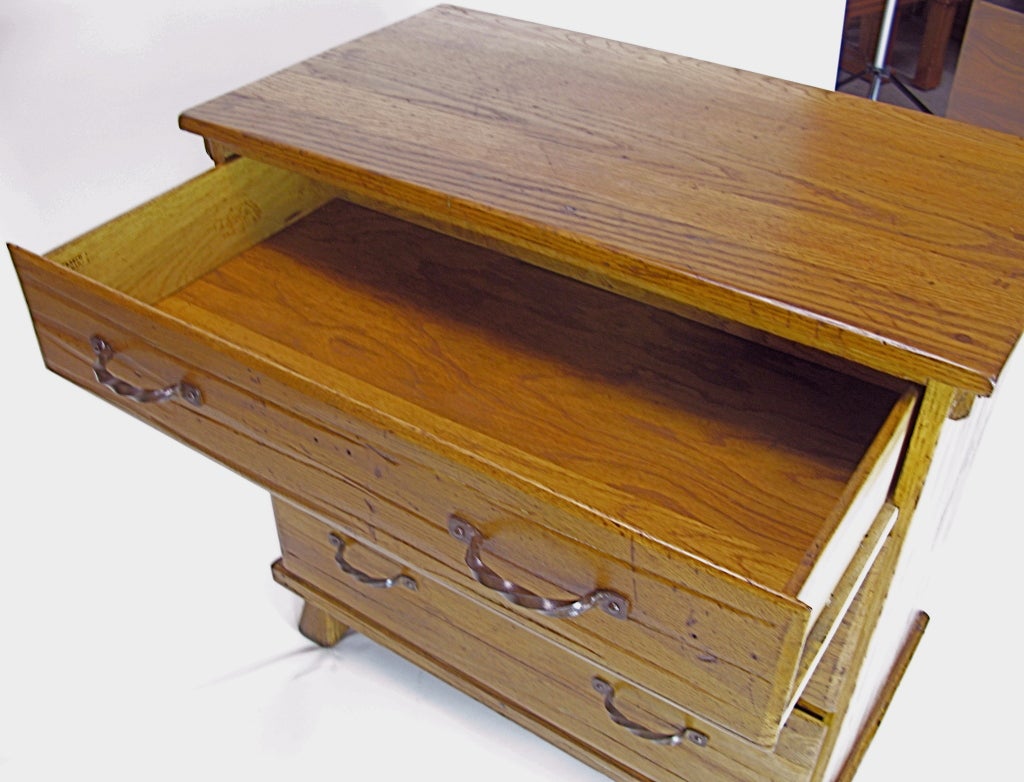 1948 Brandt Furniture Ranch Oak Dresser with Iron Handles at 1stDibs