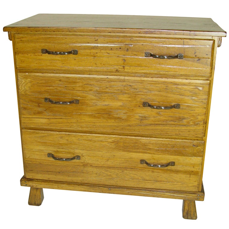 1948 Brandt Furniture Ranch Oak Dresser with Iron Handles at 1stDibs