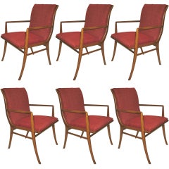 Robsjohn-Gibbings Set of 6 Saber Leg Chairs -New Fabric