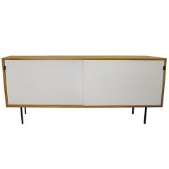 Early Knoll Birch Credenza with Original Canvas Doors