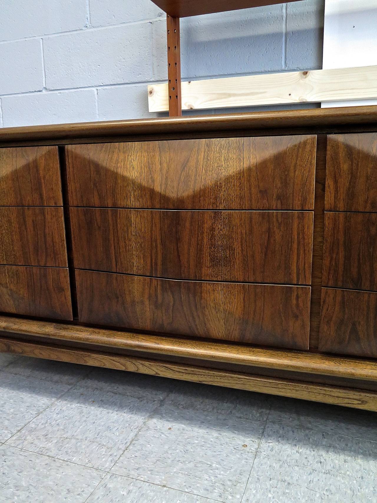 Gorgeous 1950 Diamond Front, Nine-Drawer Dresser In Excellent Condition In Hudson, NY