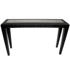 Custom-Made Shagreen and Silver-Leaf Console Table
