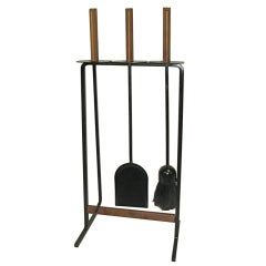 Great Vintage Set of Fireplace Tools and Stand