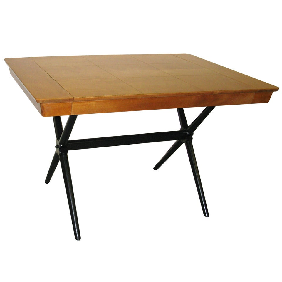 Handsome 1950 Birch X-Base Table