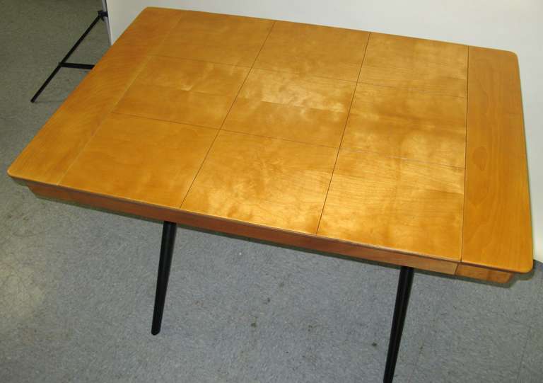 Mid-Century Modern Handsome 1950 Birch X-Base Table