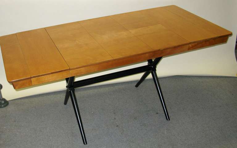 Mid-20th Century Handsome 1950 Birch X-Base Table
