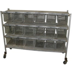 Used 1940 Galvanized Steel and Wire Basket Cart