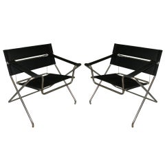 Unusual Marcel Breuer Model D4 Folding Chairs-Pair