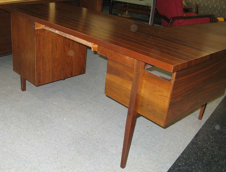 Mid-20th Century Killer 1950 Custom Built Solid Walnut Desk
