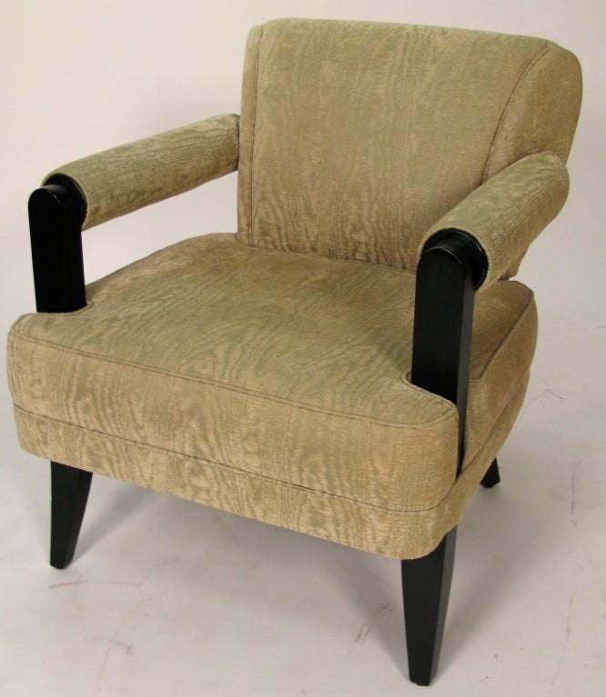 Larry Laslo for Directional pair of chairs. Original fabric and black lacquer.Great shape and design.Very comfortable.