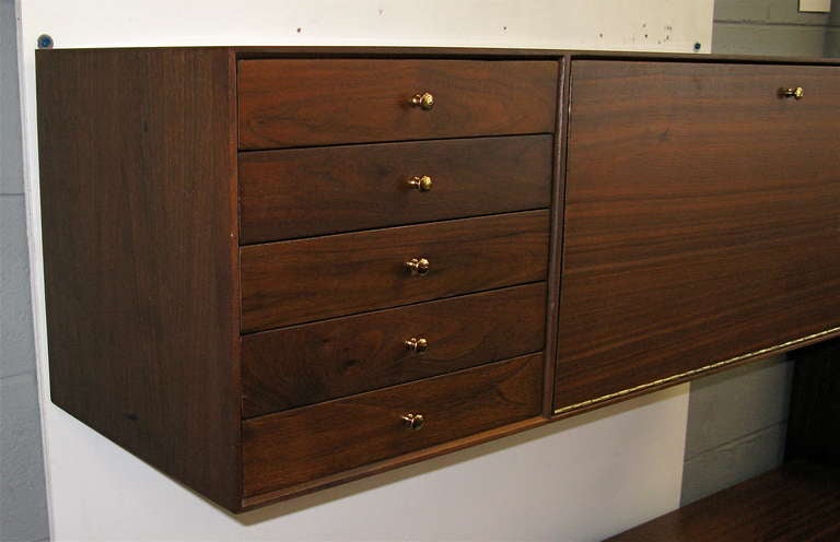 1950 Walnut Drop Front Bar - Wall Mount