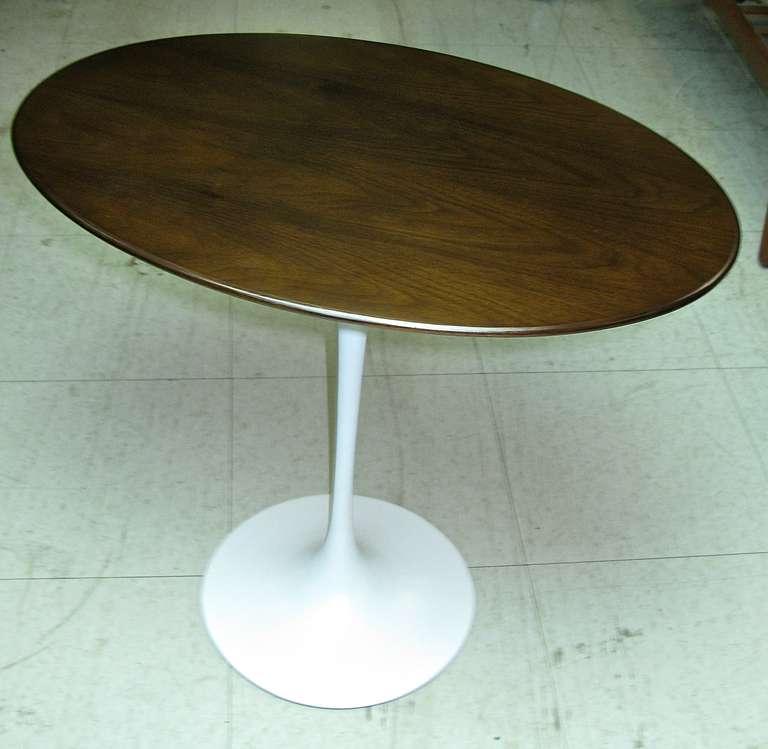 Perfectly sized! Restored. Dark walnut top with white iron base. Early label.