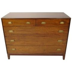 1950 Walnut Campaign Chest w/Brass Pulls