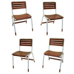 1950 Set of 4 Wood and Aluminum Chairs