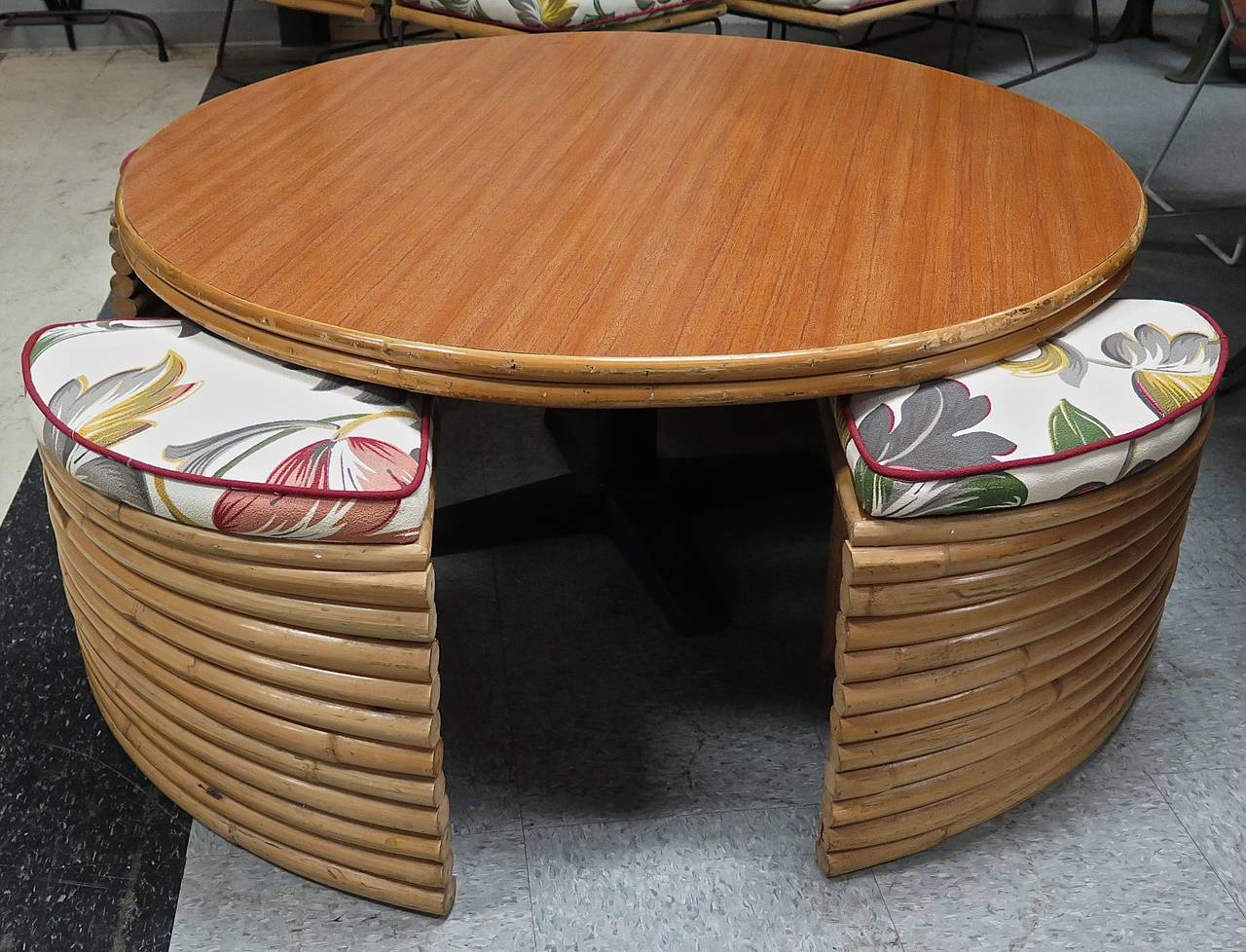 Mid-Century Modern Casual 1950 Ritts & Company Table with Disappearing Stools