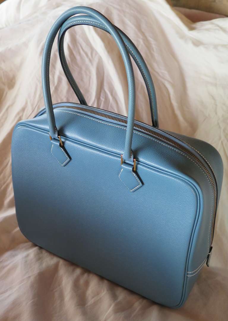 Hermes Blue Jean Leather Plume Bag For Sale at 1stdibs  