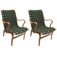 Vintage 1960 Pair of Bruno Mathsson Eva Chairs with Arms