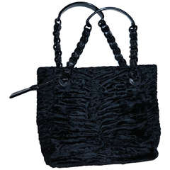 Vintage Chanel Black Astrakhan Fur Handbag