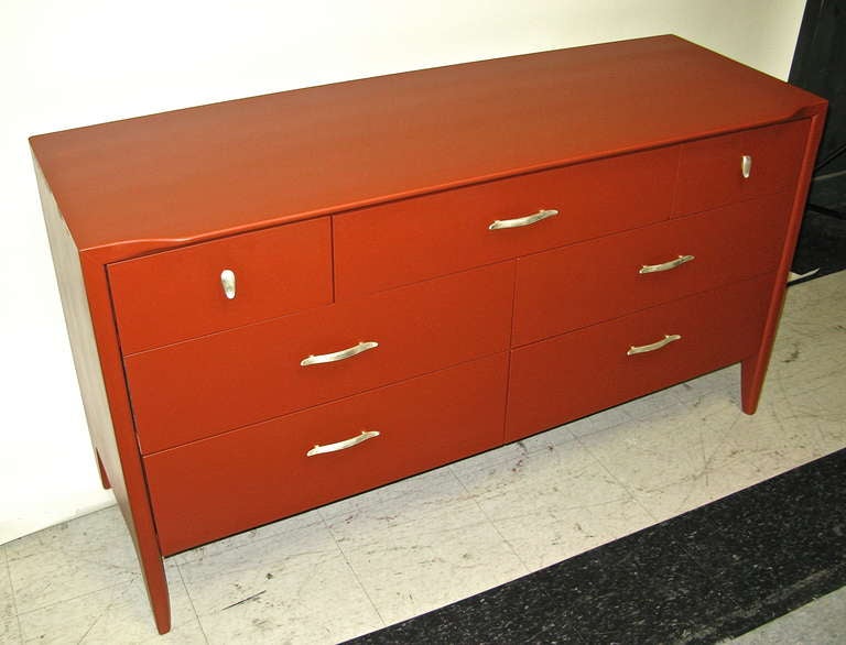 American 1950 Drexel Dresser w/ Chinese Red Lacquer Finish