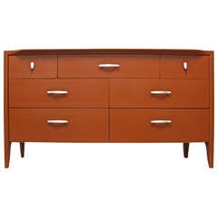 Retro 1950 Drexel Dresser w/ Chinese Red Lacquer Finish