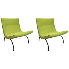 Superb Pair of 1960s Milo Baughman Scoop Chairs