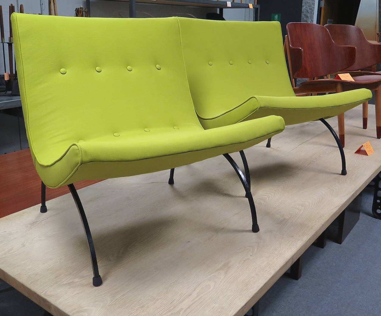 Superb Pair of 1960s Milo Baughman Scoop Chairs