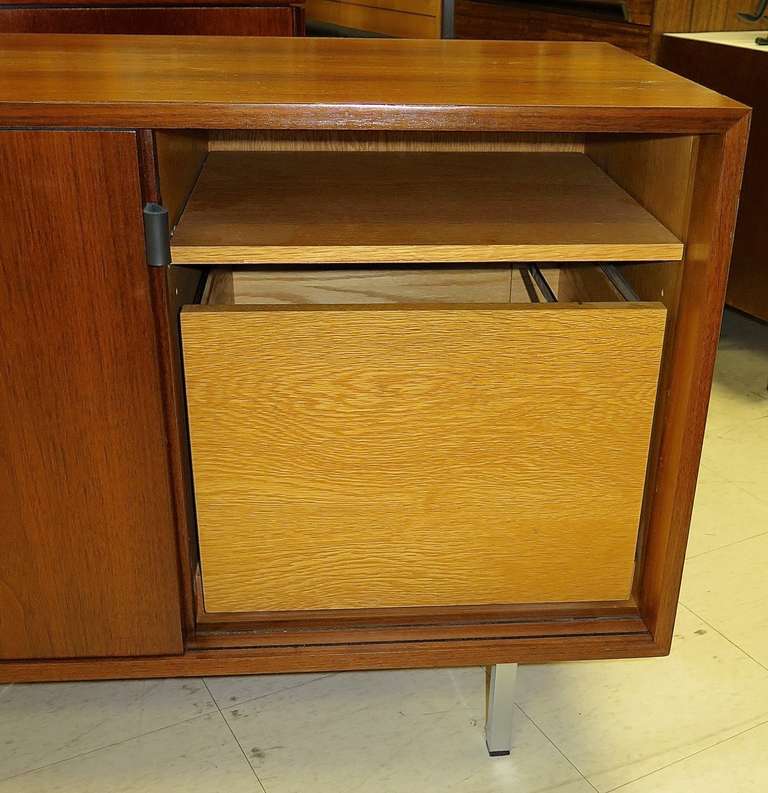 1960 Knoll Two Door Walnut Cabinet In Excellent Condition In Hudson, NY