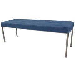 Chrome Leg Upholstered Bench, 1960