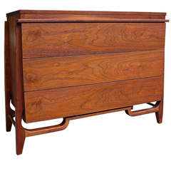 Unique 1960 Walnut 3 Drawer Dresser