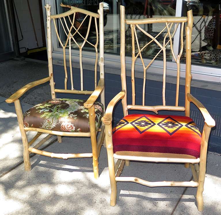Whimsical form. Natural light wood. Excellent condition. Easy to re-do the seat upholstery.
