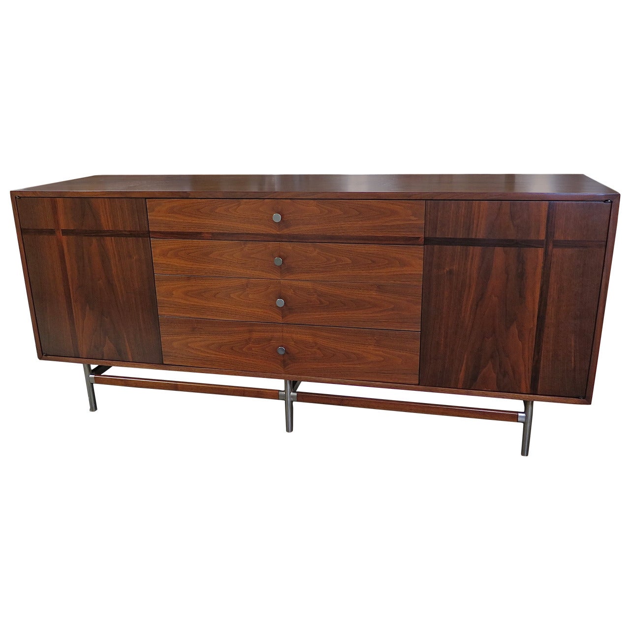 Fabulous Kroehler Walnut and Rosewood, Ten-Drawer Dresser