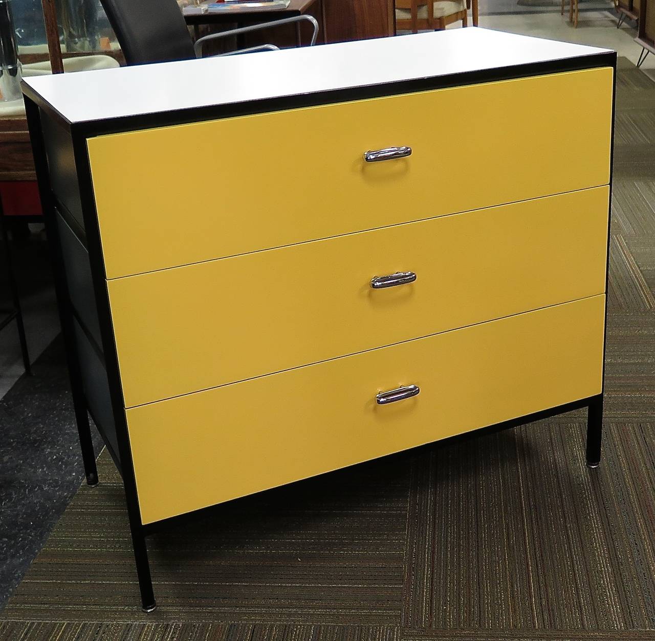 1950 George Nelson Steel Frame Three-Drawer Dresser In Excellent Condition In Hudson, NY