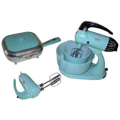 Retro 1950 Cool Blue Sunbeam Mixmaster Kitchen Set