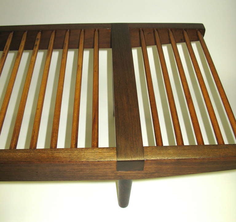 Walnut Gorgeous 1960 Milo Baughman Dowel Bench- Long Version For Sale