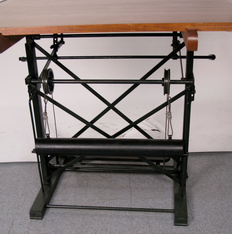 20th Century 1920 French Drafting Table with Counter Weight