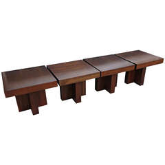 Adrian Pearsall Set of Four Walnut Cruciform Tables