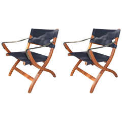 1950 Poul Hundevad Pair of Folding Safari Chairs