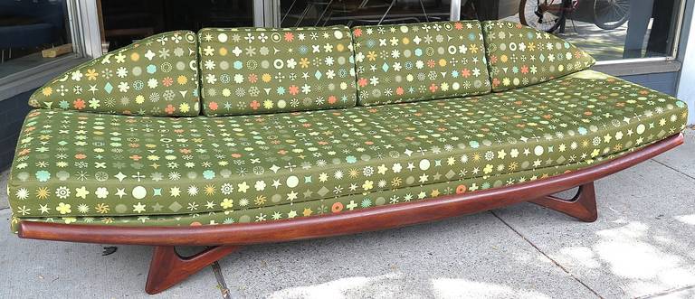 Walnut 1960 Adrian Pearsall Gondola Sofa with Great Fabric