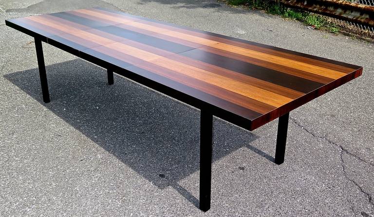 Milo Baughman Multi-Wood Dining Table In Excellent Condition In Hudson, NY