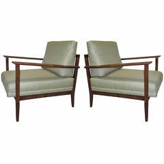 1960 Pair of Wood Frame Deep Seat Armchairs