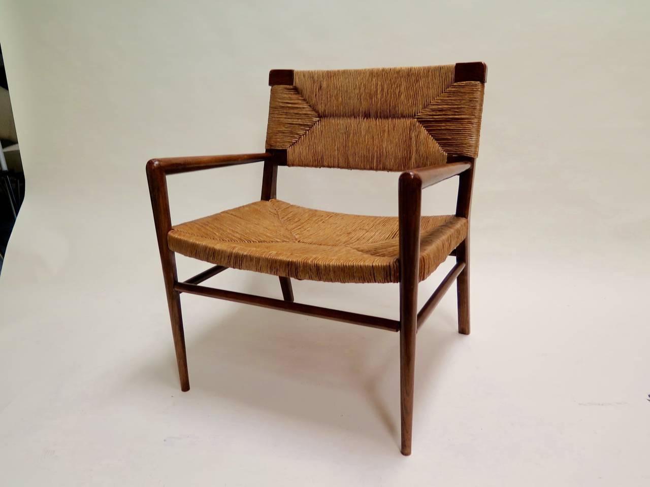 Pair of 1950s Mel Smilow Lounge Chairs with Rush