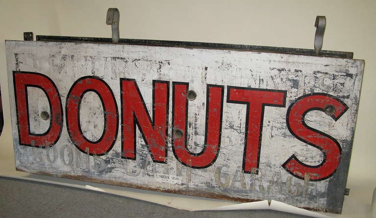 Industrial Great 1950 Double Sided Donut Sign