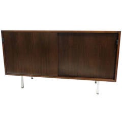 1960 Knoll Walnut Cabinet with Two Sliding Doors