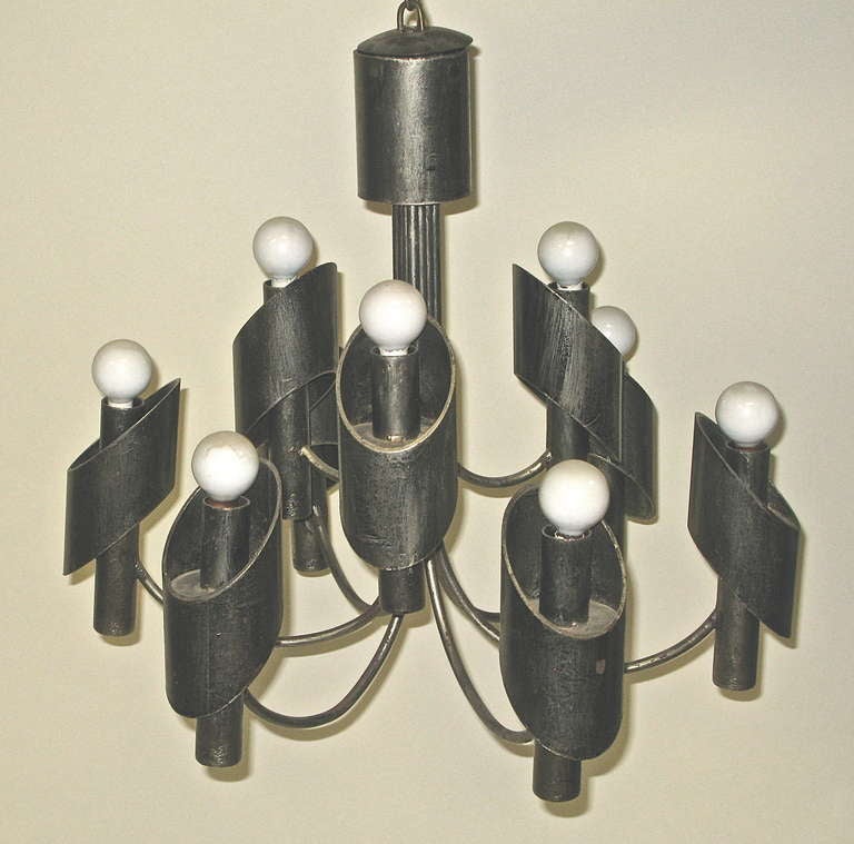 Metal 1960 Fantoni Brutalist Hanging Light For Sale