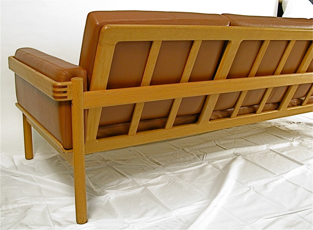 Mid-Century Modern H.W. Klein for Bramin Mobler Leather Couch