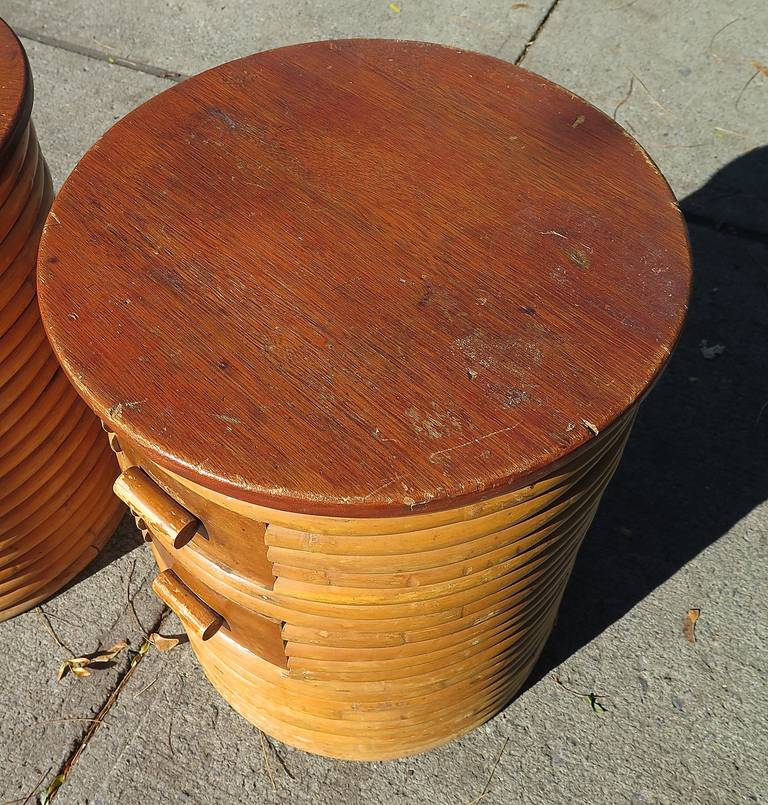 1940 Frankl-Style Pair of Bamboo Stands In Distressed Condition In Hudson, NY