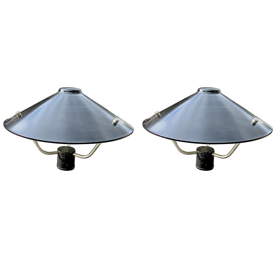 1950 Pair of Outdoor Aluminum Pole-Mount Lights