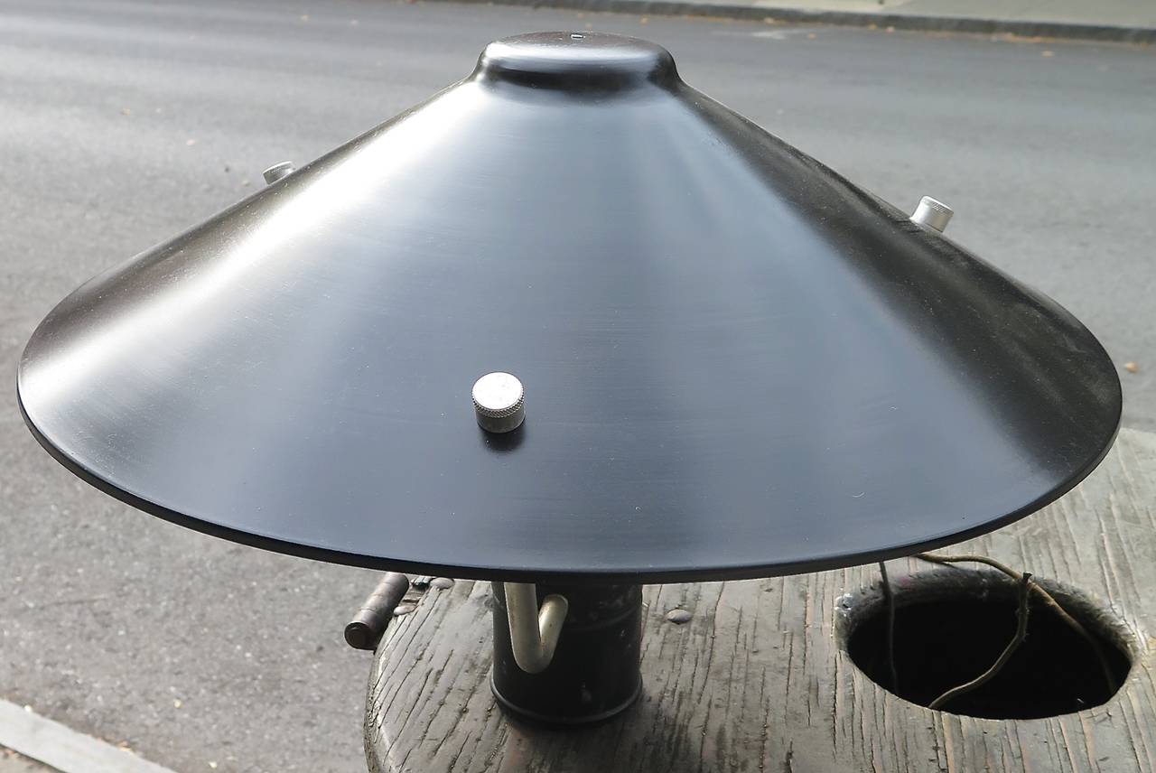 1950 Pair of Outdoor Aluminum Pole-Mount Lights In Good Condition In Hudson, NY