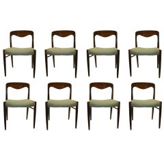 J.L.Moller Set of 8 Teak Side Chairs