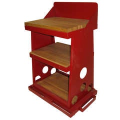 Vintage Colorful 1950 Display Stand-Kitchen Cart With Cutting Boards